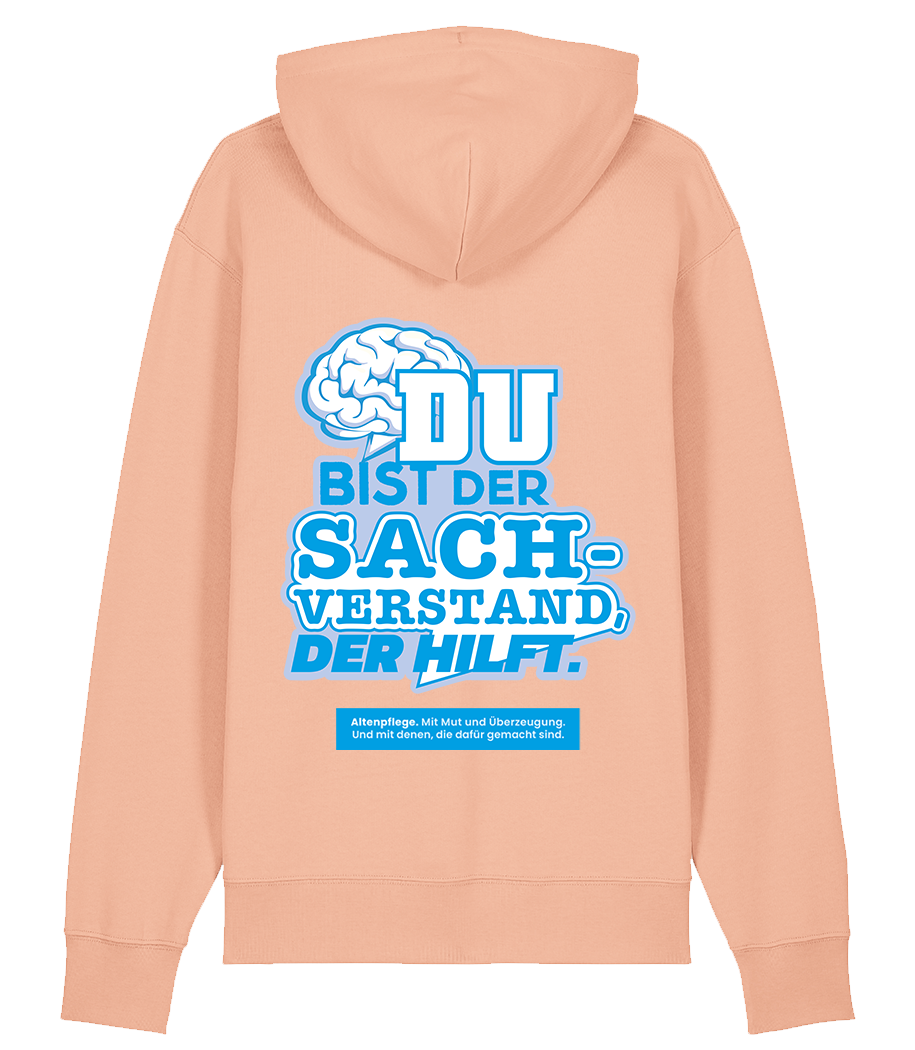 Unisex Bio Hoodie "SACHVERSTAND" (Fraiche Peach)