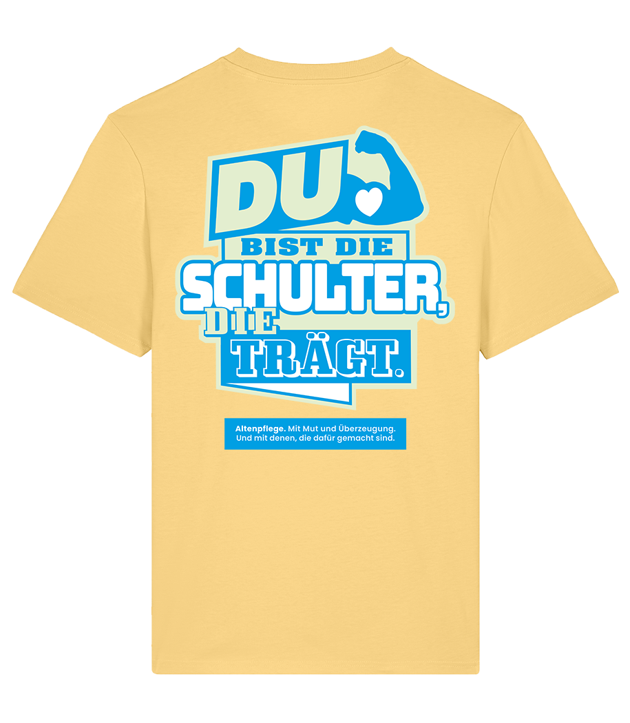 Unisex Bio T-Shirt "SCHULTER" (Viva Yellow)