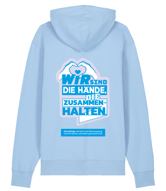 Unisex Bio Hoodie "HÄNDE" (Blue Soul)