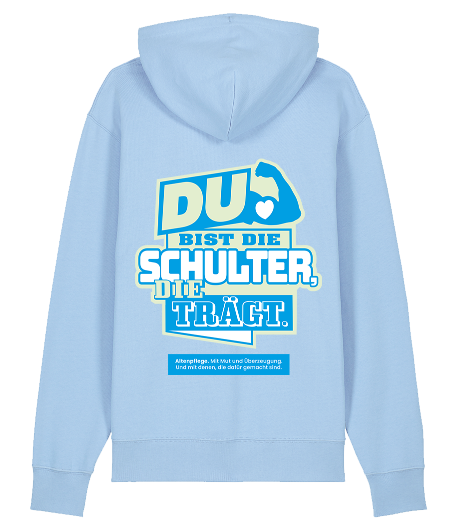Unisex Bio Hoodie "SCHULTER" (Blue Soul)