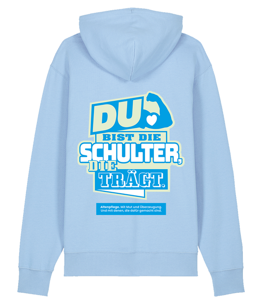 Unisex Bio Hoodie "SCHULTER" (Blue Soul)