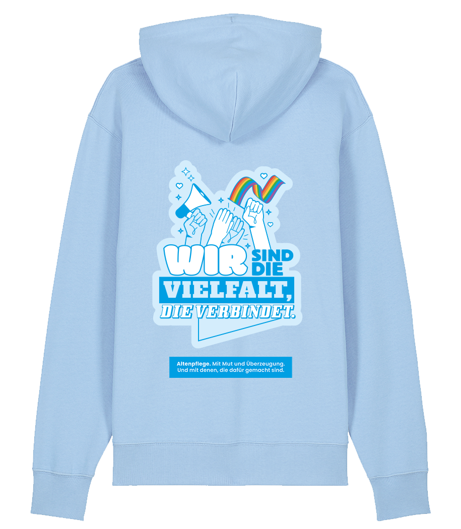 Unisex Bio Hoodie "VIELFALT" (Blue Soul)