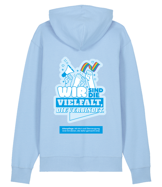 Unisex Bio Hoodie "VIELFALT" (Blue Soul)