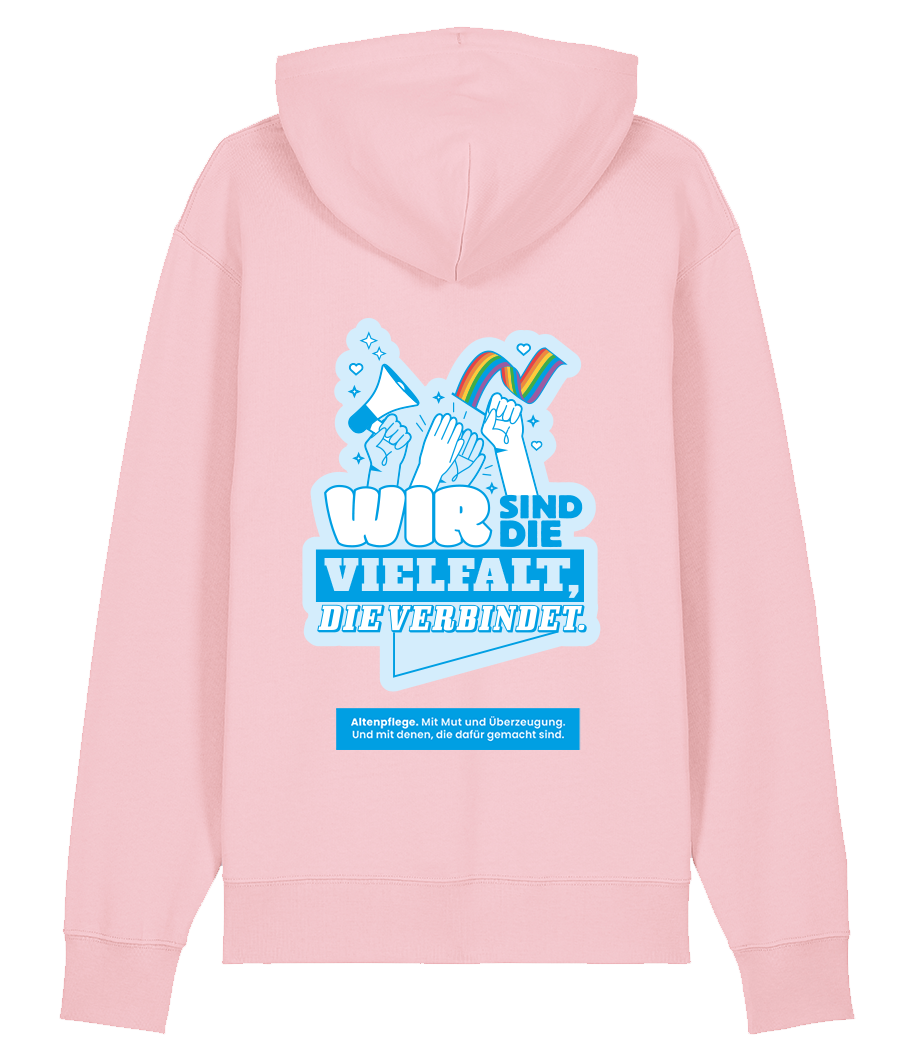 Unisex Bio Hoodie "VIELFALT" (Cotton Pink)