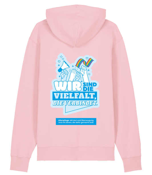 Unisex Bio Hoodie "VIELFALT" (Cotton Pink)