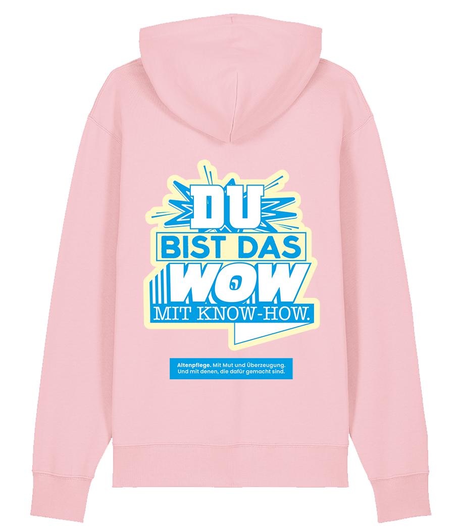 Unisex Bio Hoodie "WOW" (Cotton Pink)