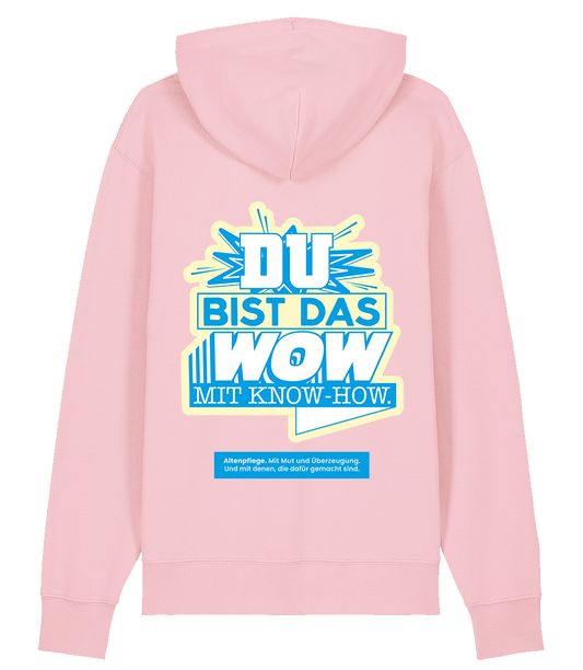 Unisex Bio Hoodie "WOW" (Cotton Pink)
