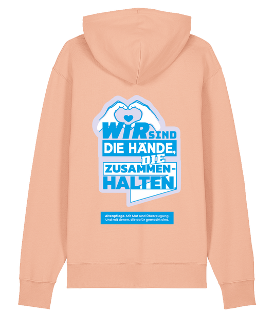 Unisex Bio Hoodie "HÄNDE" (Fraiche Peach)