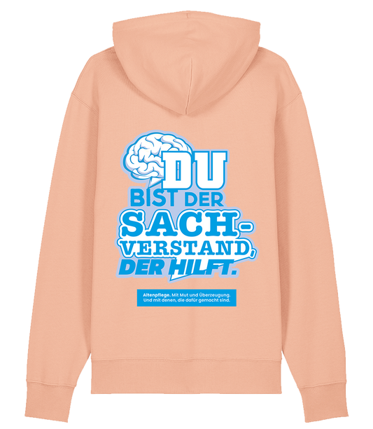 Unisex Bio Hoodie "SACHVERSTAND" (Fraiche Peach)