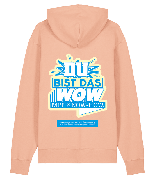 Unisex Bio Hoodie "WOW" (Fraiche Peach)