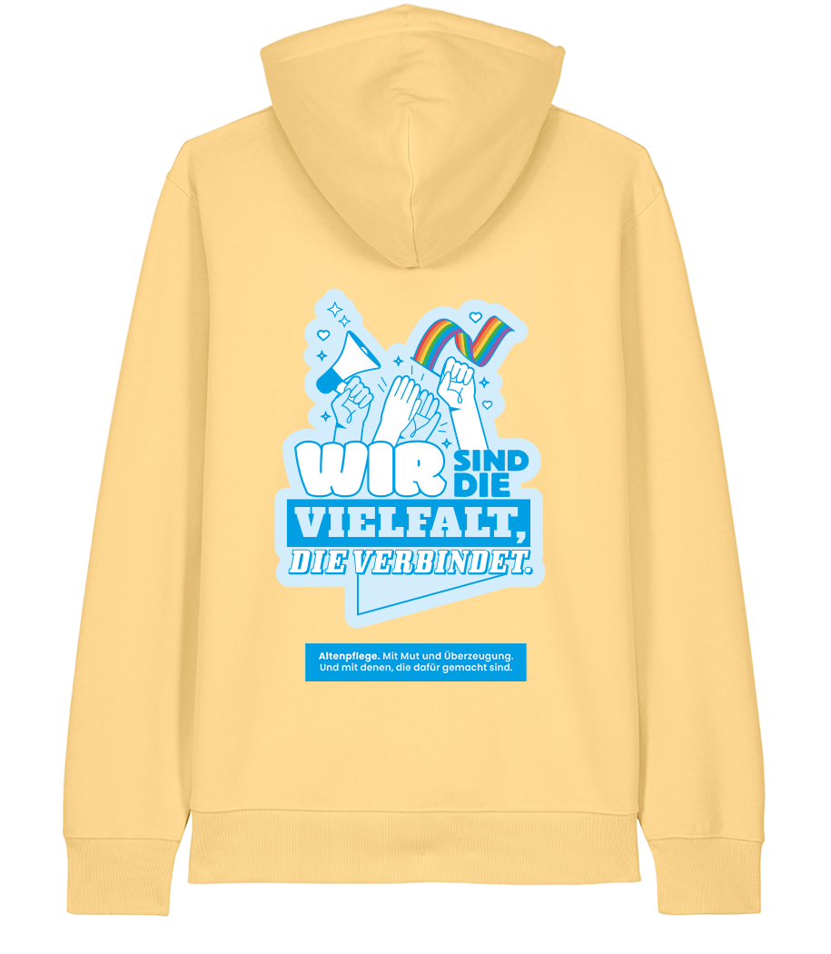 Unisex Bio Hoodie "VIELFALT" (Viva Yellow)