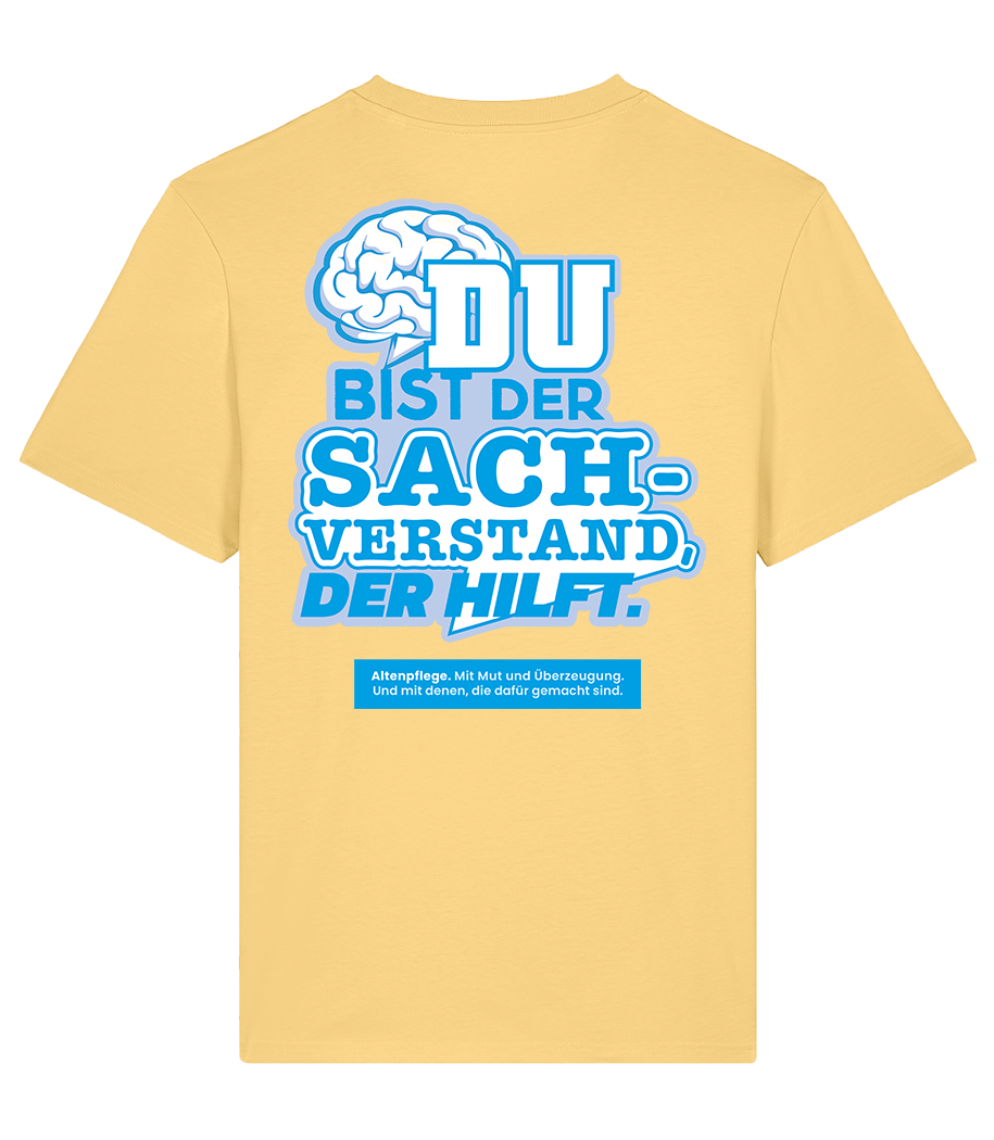Unisex Bio T-Shirt "SACHVERSTAND" (Viva Yellow)